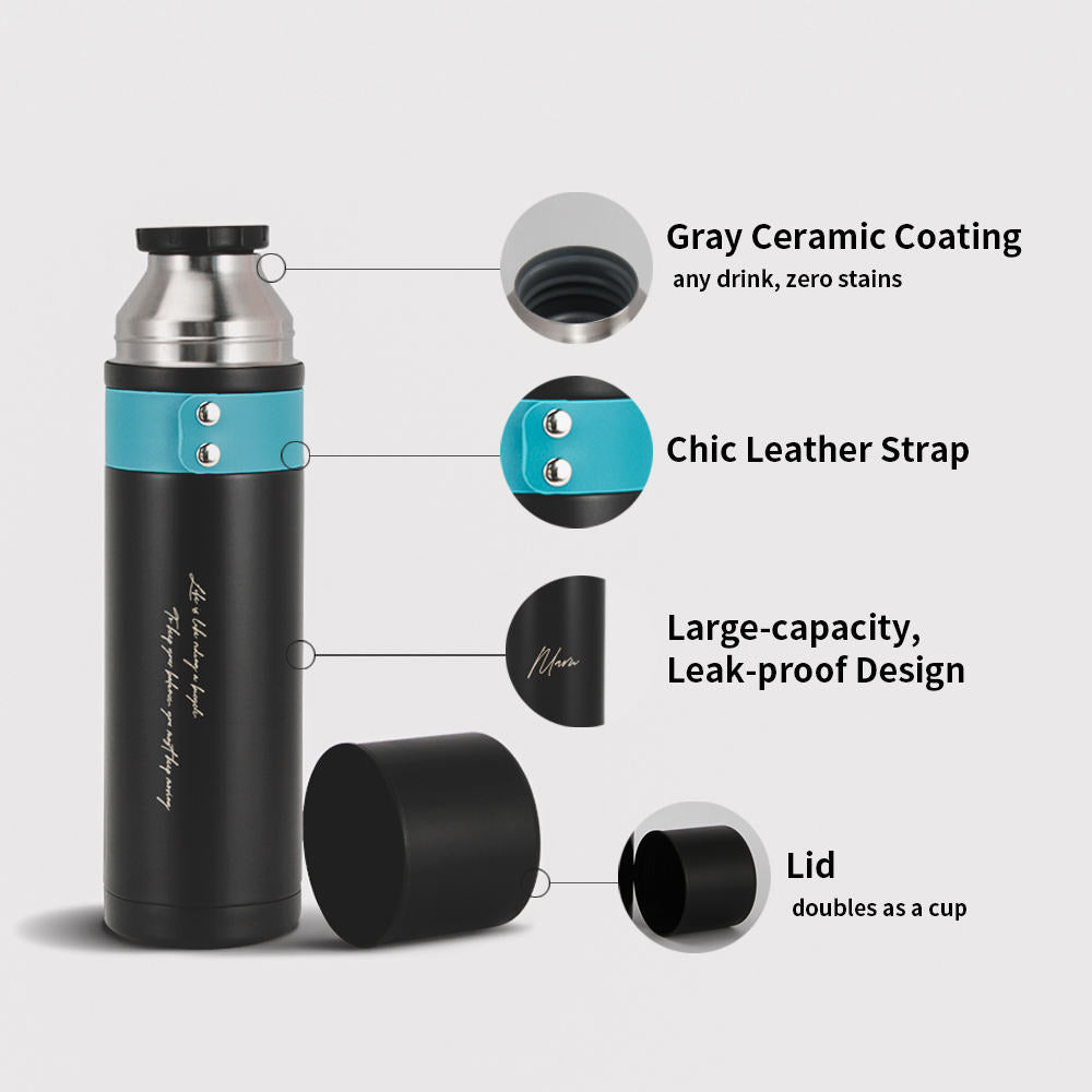 Classic Large Capacity Double Wall Ceramic Vacuum Bottle