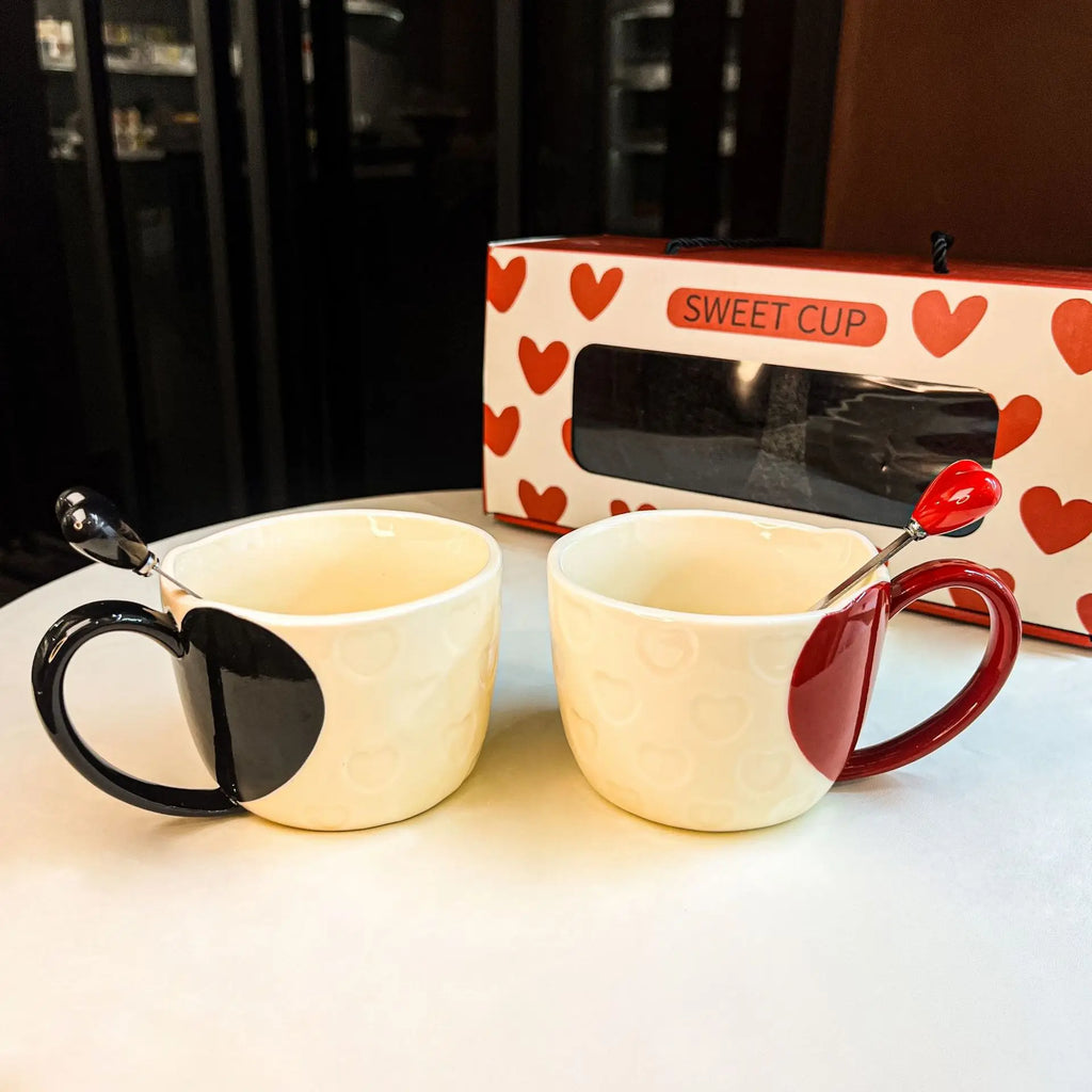 Red Heart Shaped Ceramic Coffee Mug