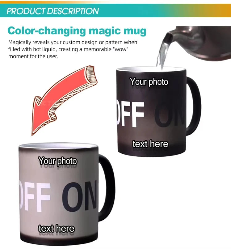 11oz Sublimation Colorful Inner Heat Blank Magic Mug Color Changing Mug Ceramic