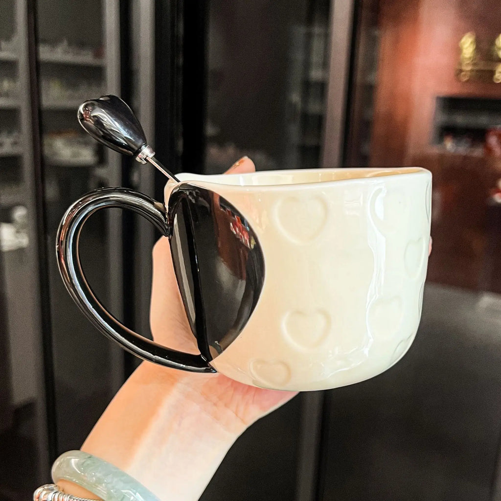 Red Heart Shaped Ceramic Coffee Mug