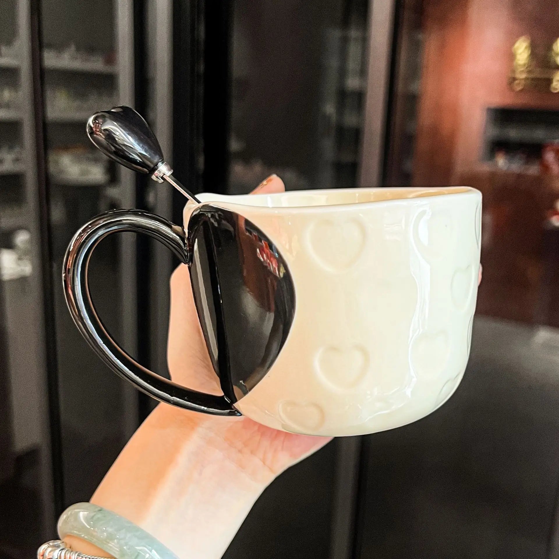 Red Heart Shaped Ceramic Coffee Mug