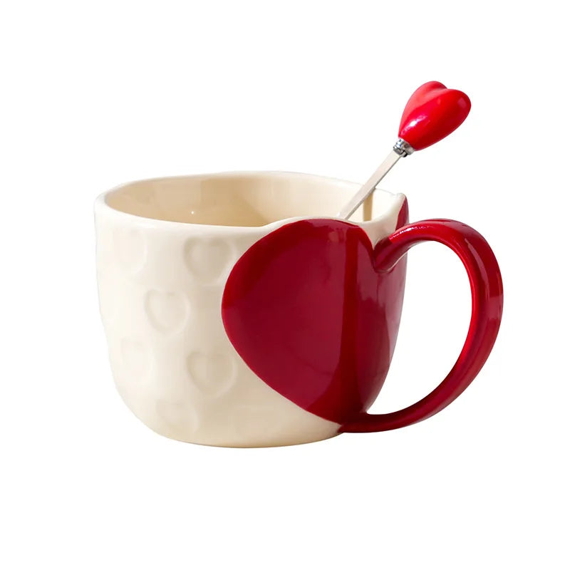 Red Heart Shaped Ceramic Coffee Mug