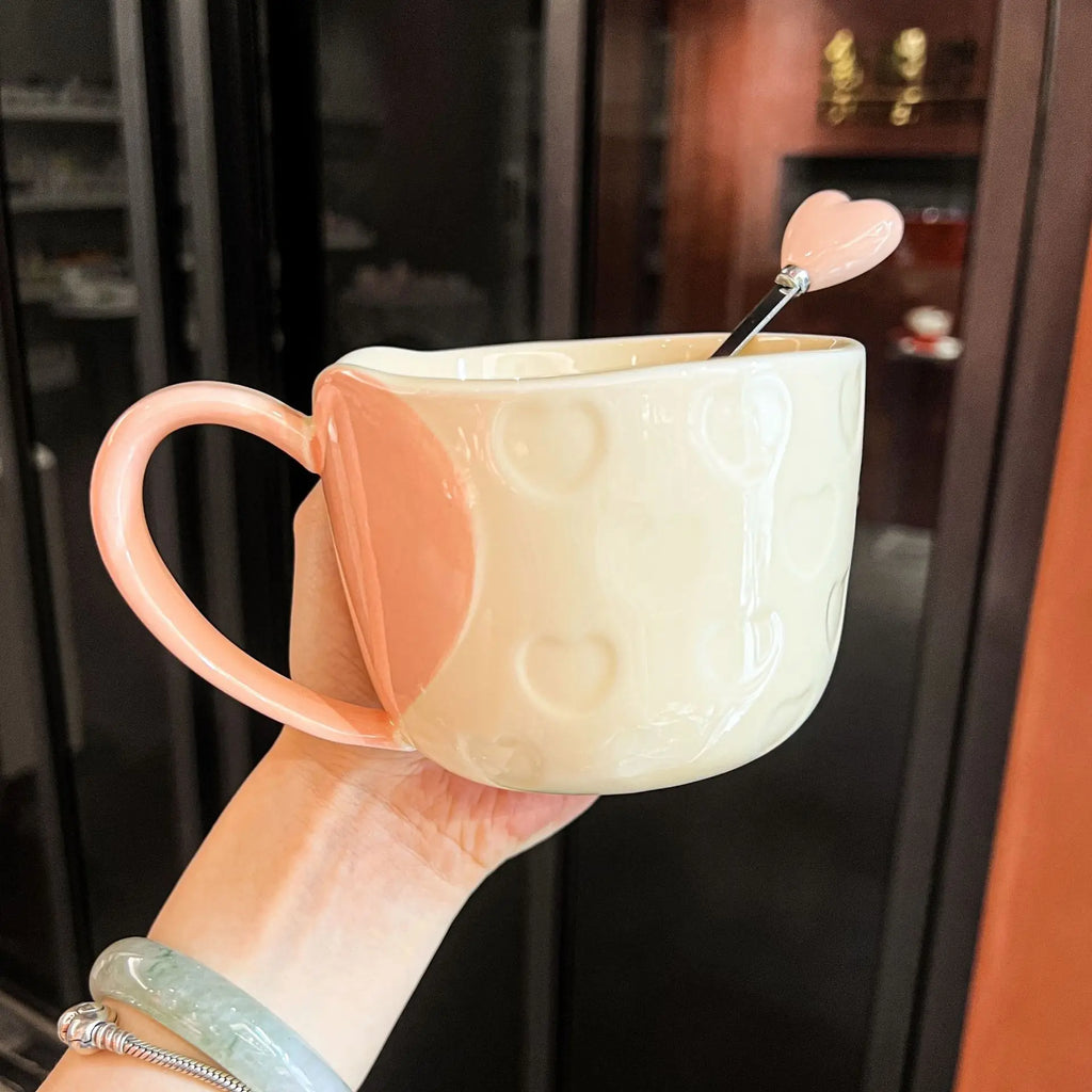 Red Heart Shaped Ceramic Coffee Mug